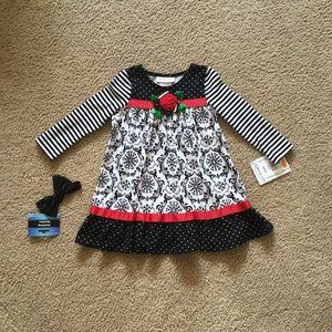 Toddler Girls Bonnie Jean Holiday Dress 3T NEW